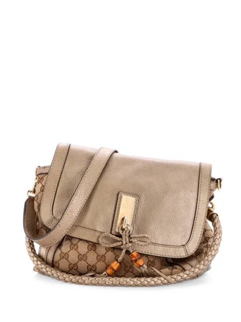 Gucci Pre-Owned Bella Flap GG Canvas with Leather Medium shoulder bag Gold PJZS3IY48MI3BBUF