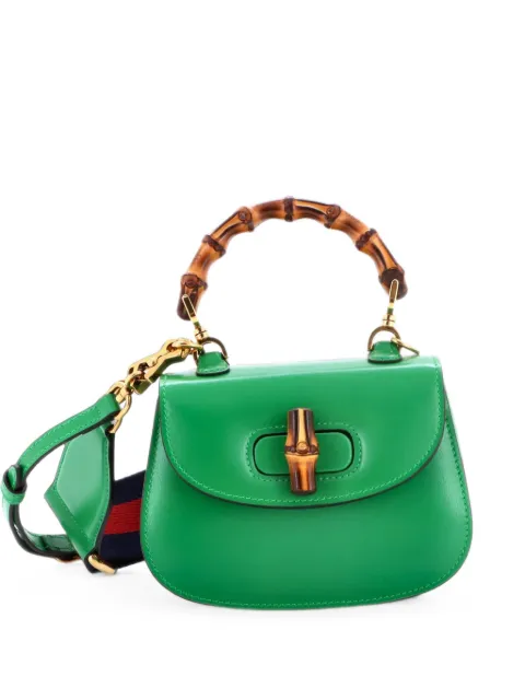 Gucci Pre-Owned Bamboo 1947 Top Handle Bag Leather Mini satchel Green P26D2IFOFW9EPL8Z