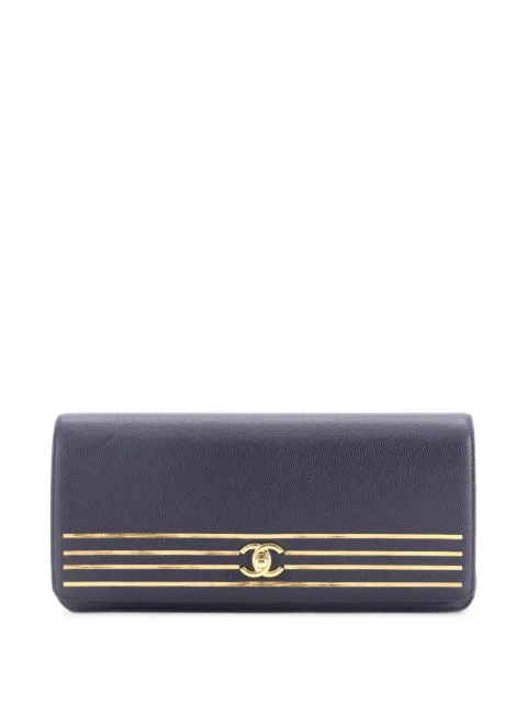 CHANEL Pre-Owned Captain Gold Embroidered Caviar clutch bag Blue 8B97NH37KKICG6H2