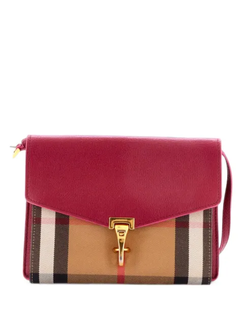 Burberry Pre-Owned Macken Leather and House Check Canvas Small crossbody bag Brown HYBKJGKHJRQMEYLE