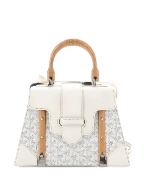 Goyard Pre-Owned Saigon Top Handle Bag Coated Canvas with Leather PM satchel White 7GH3W4II2IB843VA