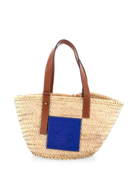 Loewe Pre-Owned Basket Tote Raffia Medium bucket bag Blue VGHEROHLF2HCUQ8R