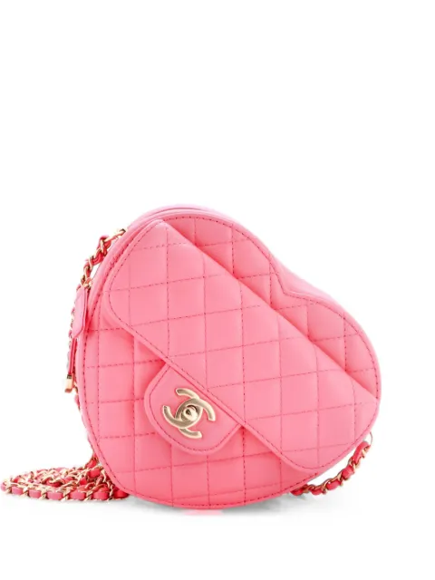 CHANEL Pre-Owned CC in Love Heart Bag Quilted Lambskin Large crossbody bag Pink VX08ATXMUO2V93TC