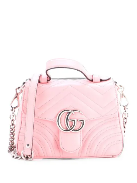 Gucci Pre-Owned GG Marmont Top Handle Flap Bag Matelasse Leather Mini satchel Pink U7CPXSK59Z6Z99F9