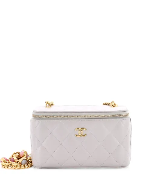 CHANEL Pre-Owned Pearl Samba Resin Classic Vanity Case with Chain Quilted Lambskin Small clutch bag Grey F0NFG32TANKQ4MP1