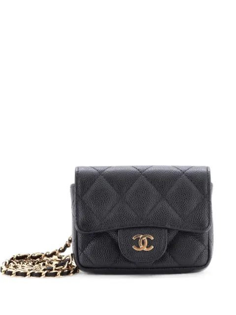 CHANEL Pre-Owned Classic Flap Chain Quilted Caviar Mini belt bag Black E61POJRILJGBJGA8