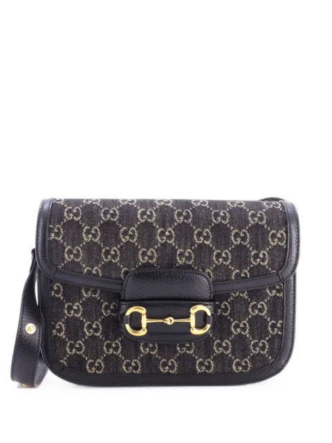 Gucci Pre-Owned Horsebit 1955 GG Denim Small shoulder bag Black E08LPE758MTNZWJI