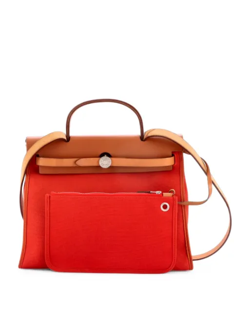Hermès Pre-Owned Herbag Zip Leather and Toile 31 shoulder bag Red DIC2ZT40UCQC0UGK