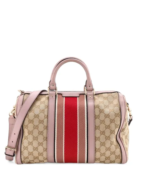 Gucci Pre-Owned Vintage Web Boston Bag GG Canvas Medium satchel Brown C2WXS6XZQ4H3KRS9