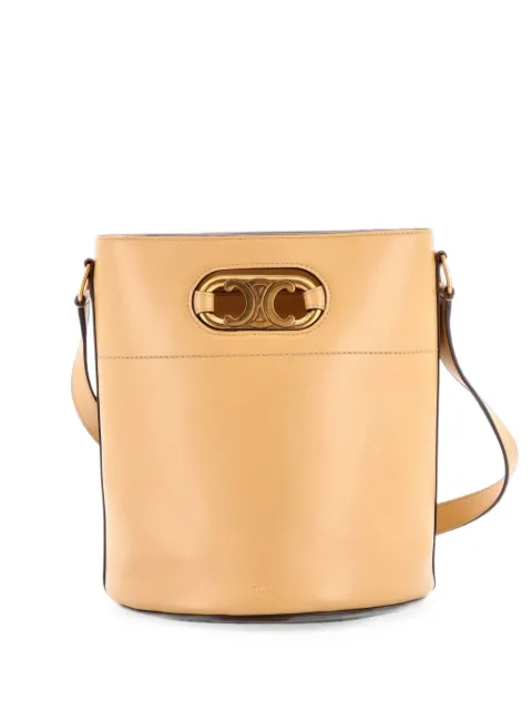 Celine Pre-Owned Maillon Triomphe Leather Medium bucket bag Neutrals D7MAMOXQBKT4NVAS