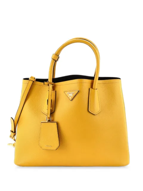 Prada Pre-Owned Cuir Double Saffiano Leather Medium tote bag Yellow D4TA8CX2CB8B3ZV4