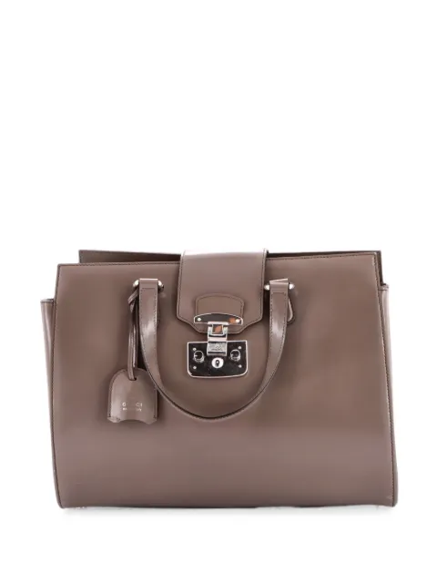 Gucci Pre-Owned Lady Lock Tote Leather Medium satchel Grey KVKCO31OBJNXAL4W