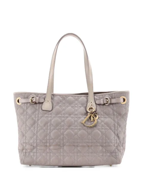 Christian Dior Pre-Owned Panarea Cannage Quilt Canvas Small tote bag Grey 65CCQSA1EBKG0YMS