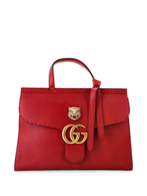 Gucci Pre-Owned GG Marmont Animalier Top Handle Bag Leather Medium satchel Red 2UV5LEL4GTWXXTLG