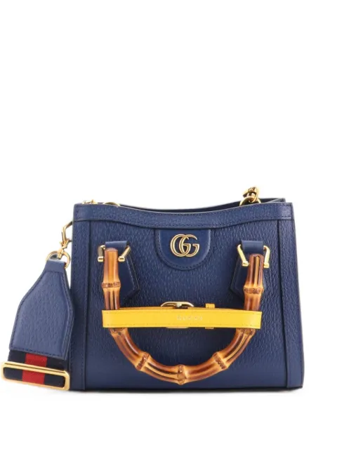 Gucci Pre-Owned Diana NM Bamboo Handle Tote Leather Mini crossbody bag Blue 2OCBB8A4I15I24KN