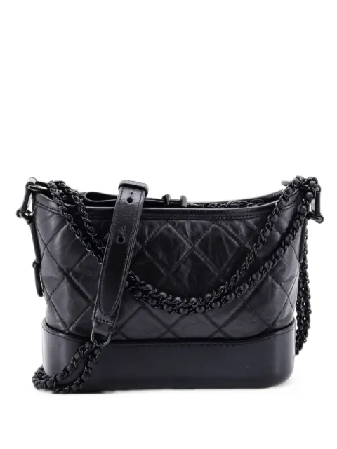 CHANEL Pre-Owned So Black Gabrielle Quilted Aged Calfskin Small hobo bag Black 2DTS0JMED2EC6ASG