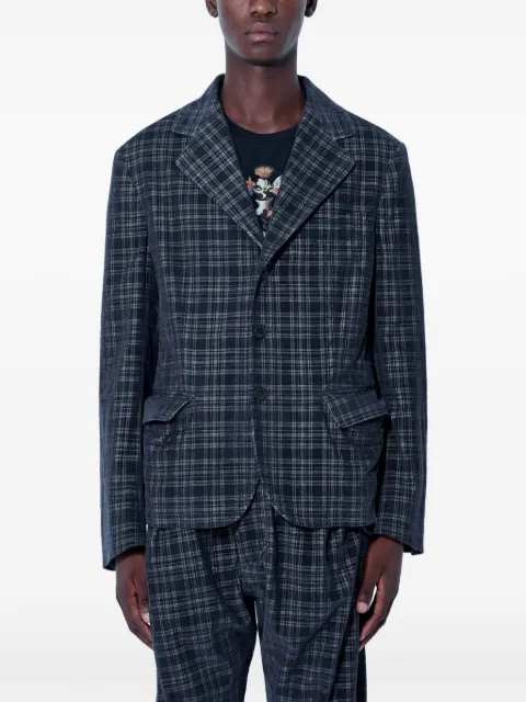Vivienne Westwood checked notched-lapels blazer Grey 2301002EW01JLP207