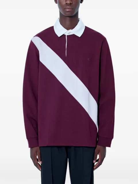 Wales Bonner diagonal-stripe long-sleeve polo shirt Red MA26JE20JE02352