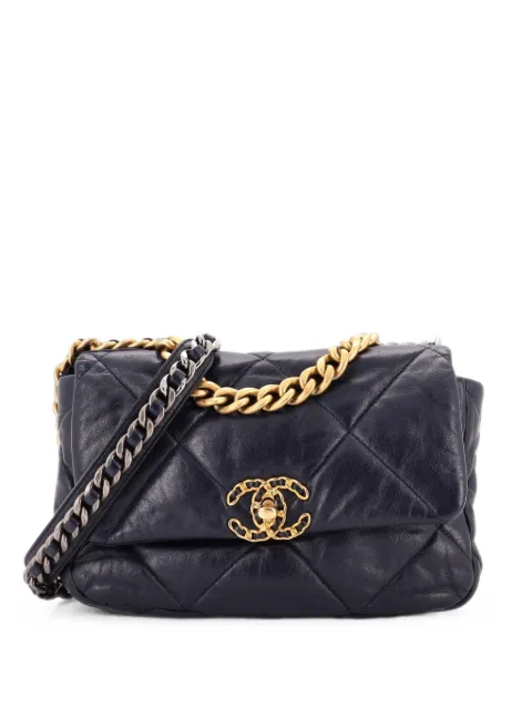 CHANEL Pre-Owned 19 Flap Bag Quilted Leather Medium crossbody bag Blue 519I6WLJI71UVZ6T