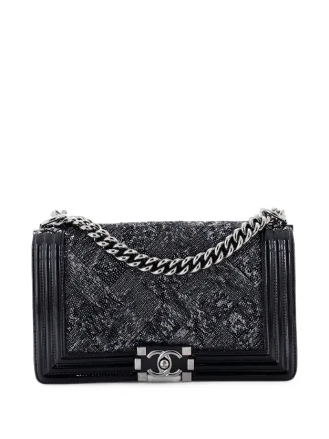 CHANEL Pre-Owned Boy Flap Bag Sequin with Patent Old Medium shoulder bag Black 4FHCEXWNL2GZXNTD