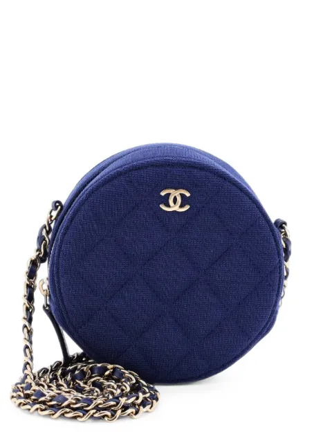 CHANEL Pre-Owned Round with Chain Quilted Jersey Mini clutch bag Blue 4FO4CS18ZL39U76E