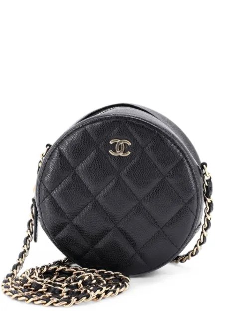 CHANEL Pre-Owned Round Clutch with Chain Quilted Caviar Mini crossbody bag Black 36L70TRW7FP650FF