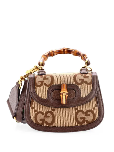 Gucci Pre-Owned Bamboo 1947 Top Handle Bag Jumbo GG Canvas Mini crossbody bag Brown 30O1QTKMHRY4EWQM