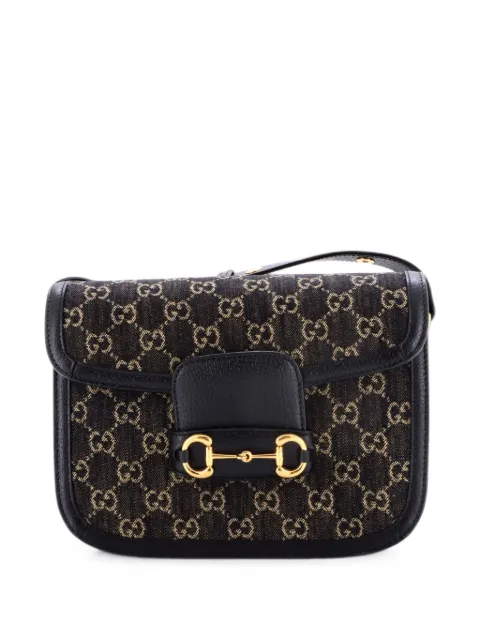 Gucci Pre-Owned Horsebit 1955 GG Denim Small shoulder bag Black 140GO00VYTTN0VFE