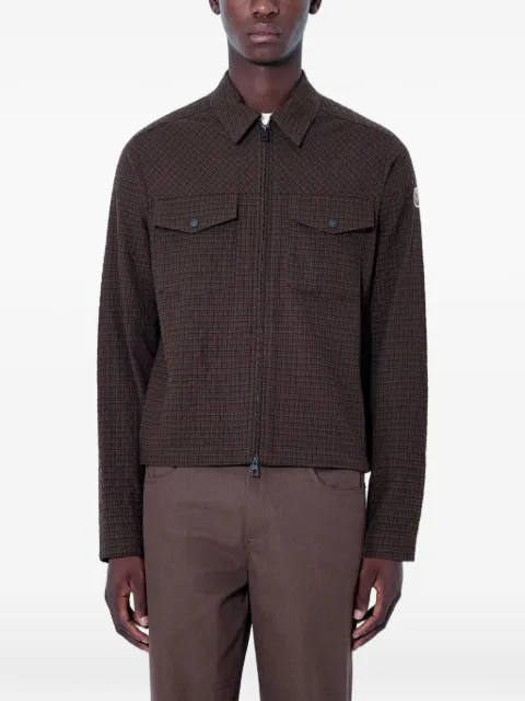 Moncler checked zip-up shirt jacket Brown L20912F00037599RJF29