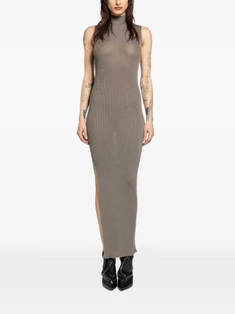 Rick Owens Temple ribbed wool maxi dress Brown RP01F6669RIBM