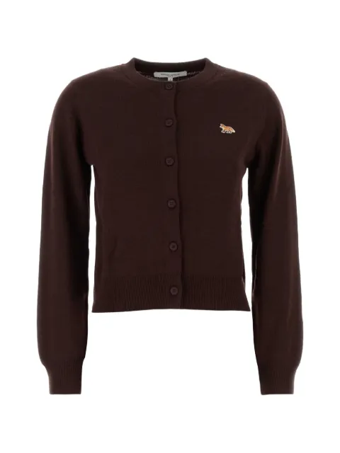 Maison Kitsuné fox-patch wool cardigan Brown PW00502KT1181