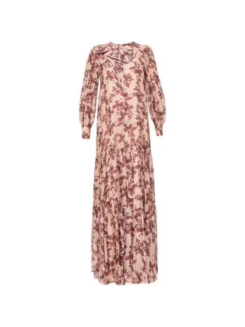 NISSA floral silk-blend maxi dress Neutrals RC16887
