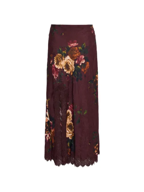 Cara Cara Lou lace-trim floral-print midi skirt Red 2065ARFM