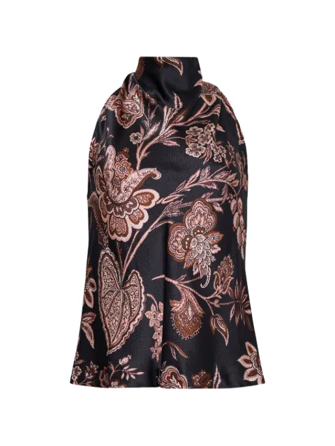 Cara Cara Fara floral-print fringed top Black 3222HSLBBL