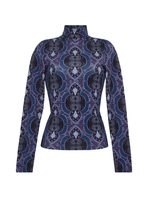 Cara Cara Piper graphic-print turtleneck top Blue 315TROV