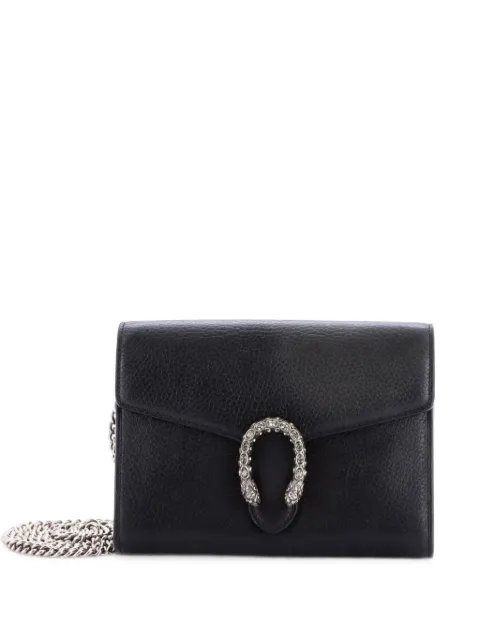 Gucci Pre-Owned Dionysus Chain Wallet Leather with Embellished Detail Small crossbody bag Black JLAX0A8W9EZOIPKE