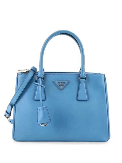 Prada Pre-Owned Galleria Double Zip Tote Saffiano Leather Small crossbody bag Blue SYZKJY558JP3T6UR