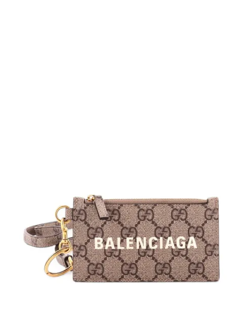 Gucci Pre-Owned x Balenciaga The Hacker Project Zip Case with Strap GG Coated Canvas card holder Brown WAVKCHPUCCKQQA93