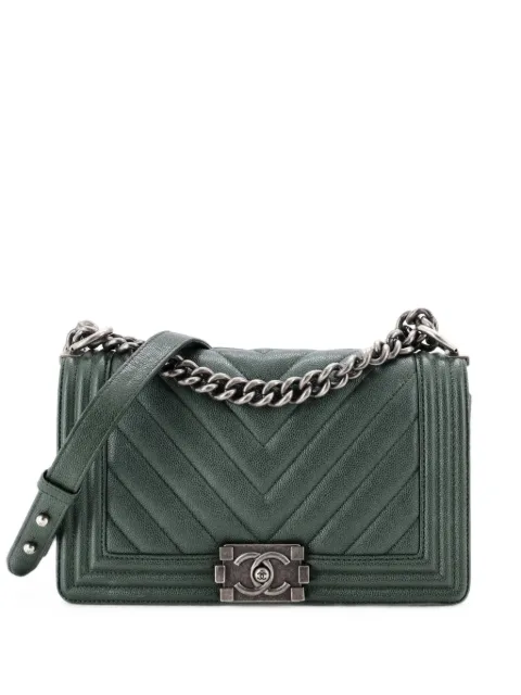 CHANEL Pre-Owned Boy Flap Bag Chevron Caviar Old Medium shoulder bag Green WBIOEJUEE0TQADUP
