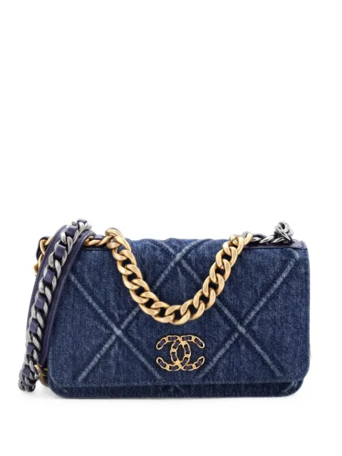 CHANEL Pre-Owned 19 Wallet on Chain Quilted Denim crossbody bag Blue JGC9LS6O5L12BX6D