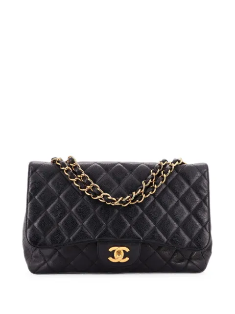 CHANEL Pre-Owned Classic Single Flap Bag Quilted Caviar Jumbo shoulder bag Black JAULV02XR6DCIV2Y