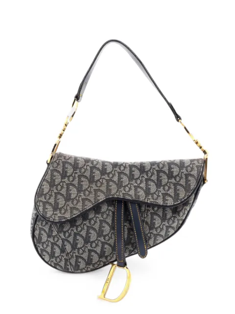 Christian Dior Pre-Owned Vintage Saddle Bag Diorissimo Canvas Medium shoulder bag Blue JT35QV068HTE52HZ