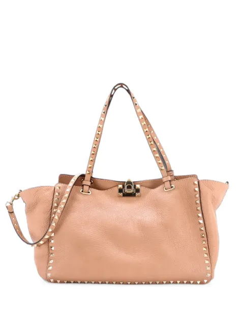 Valentino Garavani Pre-Owned Rockstud Pebbled Leather Medium tote bag Neutrals JNBF2QR8IBW3YSDA