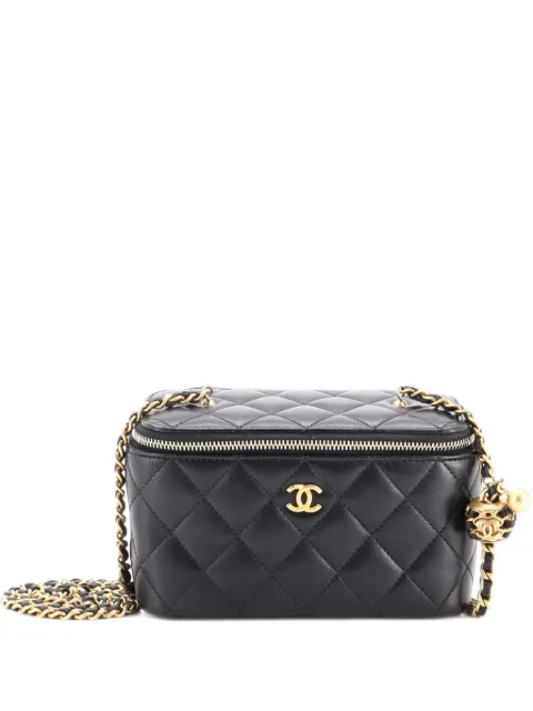 CHANEL Pre-Owned Pearl Crush Vanity Case with Chain Quilted Lambskin Small clutch bag Black PU17QA12DIDK3IXZ