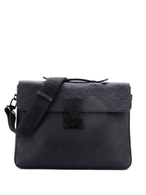 Louis Vuitton Pre-Owned S Lock Briefcase Monogram Taurillon Leather business bag Black SU8WEZ6E3UZ83DBN