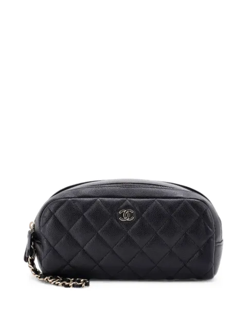CHANEL Pre-Owned Double Zip Toiletry Quilted Caviar pouch Black PT7ZC4LFD2J6OXXG