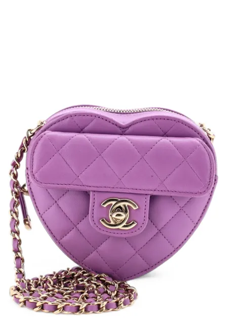 CHANEL Pre-Owned CC in Love Heart Clutch with Chain Quilted Lambskin crossbody bag Purple PDD6DQU8KJOMYMVL