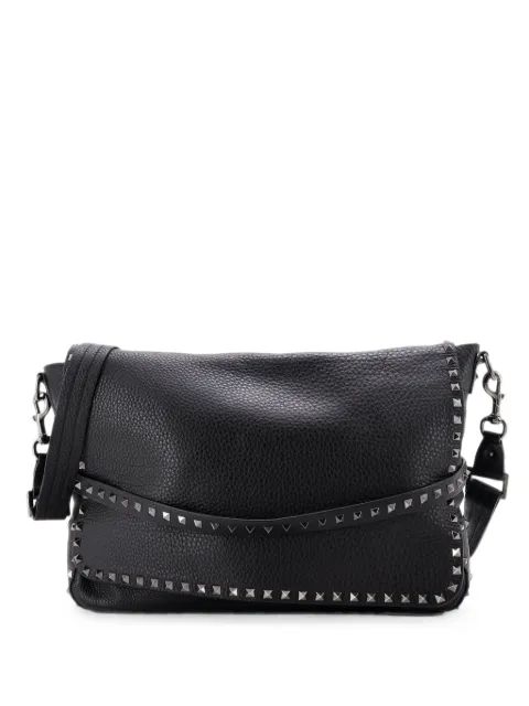 Valentino Garavani Pre-Owned Rockstud Flap Messenger Bag Leather Large crossbody bag Black S5LSLODYAMTLL9RL