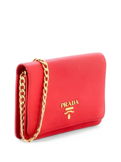 Prada Pre-Owned Chain Wallet Saffiano Leather crossbody bag Red P3X56BF9PVIISYXN