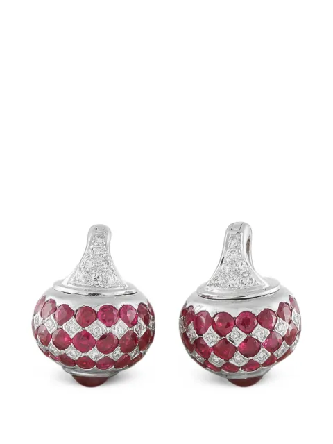 LB Exclusive ruby and diamond drop earrings Silver MF06080526